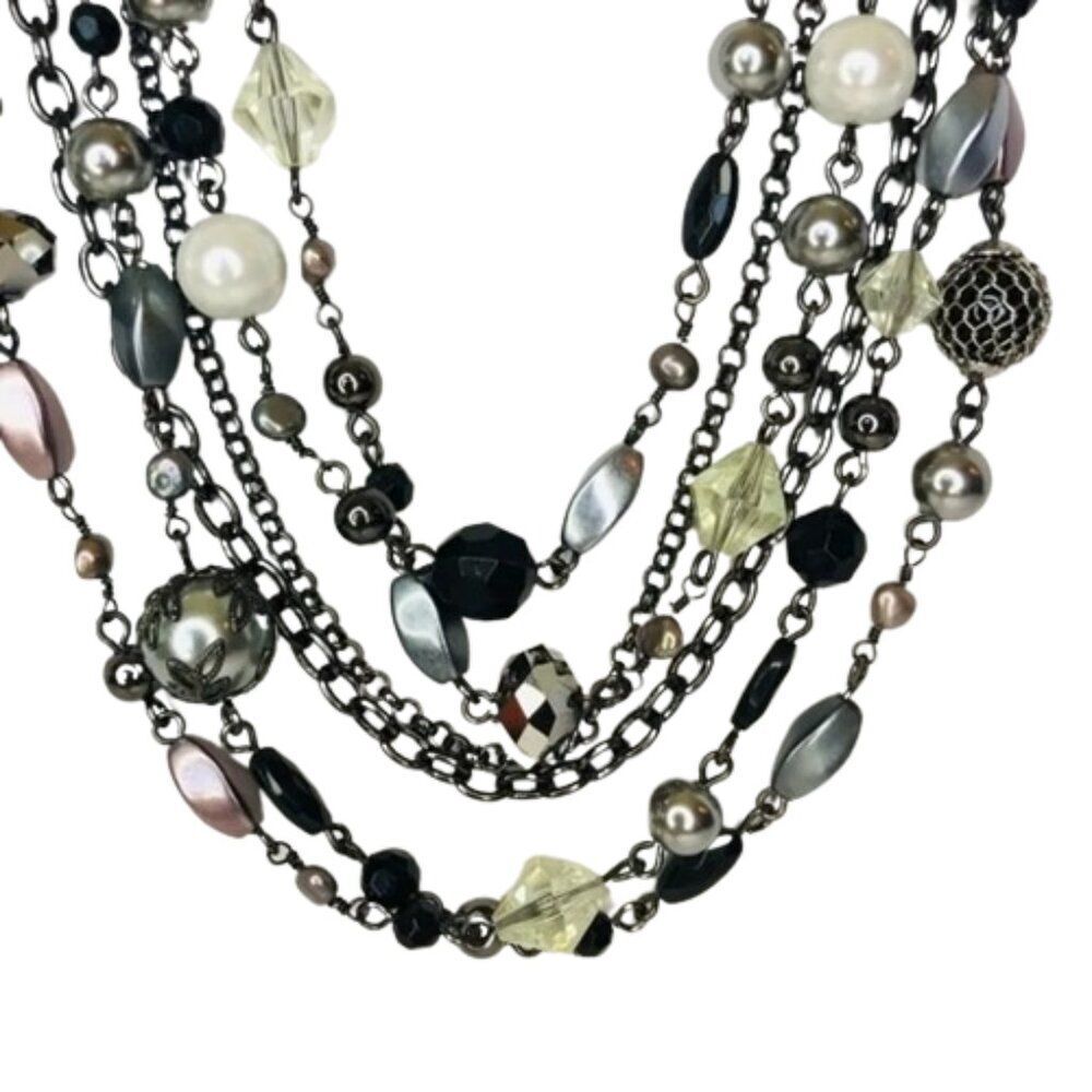 Lia Sophia KATIE Necklace Layered Multi-Strand Beaded On Chain Retired